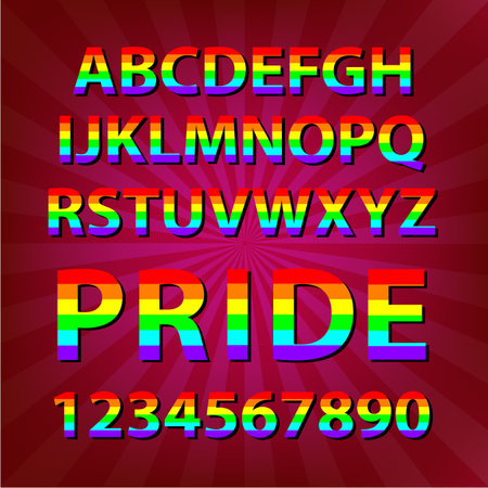 colorful alphabet celebrate pride typographyのイラスト素材