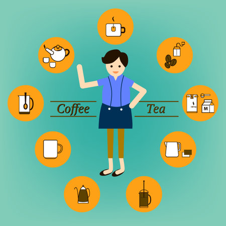 Coffee & Tea drink and beverage infographic icons set vector のイラスト素材