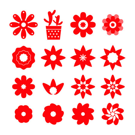set of flower icons vector のイラスト素材