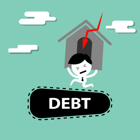 man bearing debt, home loan, financial problem vector conceptのイラスト素材