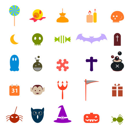 Halloween icons set vectorのイラスト素材