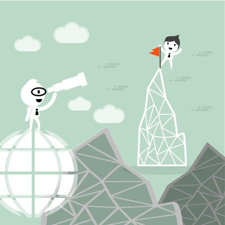 businessman with telescope finding success vector illustration design eps10のイラスト素材