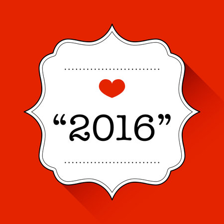 white vintage bubble on red background flat design element with 2016 text quote