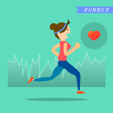 health and wellness, exercise, running, woman healthy life style infographics vector illustrationのイラスト素材