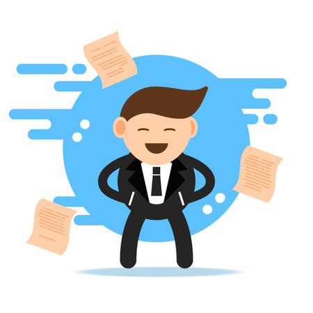 abstract business cartoon character concept happy businessman with business success illustration designのイラスト素材