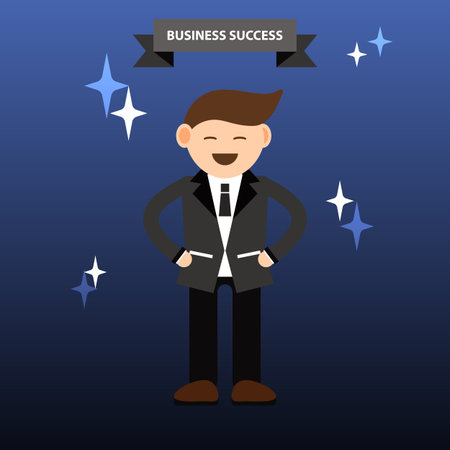 abstract business cartoon character concept businessman with business success illustration designのイラスト素材