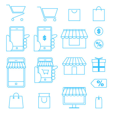 shopping and festival icon set vector design eps10のイラスト素材