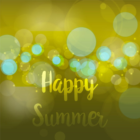 Happy Summer. Vector abstract bokeh blur background. Festive defocused lights. design illustraton graphic for summer party and holiday vacationのイラスト素材
