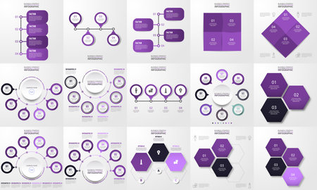 Set of Business Infographics design template illustration. Modern minimal and clean. Premium design set elements for web graphic presentationのイラスト素材