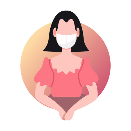 Woman wear mask fight covid-19. Corona virus outbreak pandemic. flat character. Abstract people. Health and medical. Flat design. Vector illustration.のイラスト素材