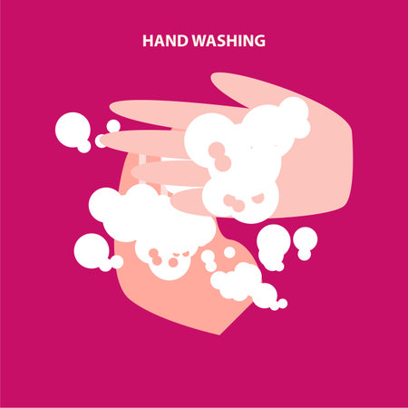 hand washing concept. Health care and medical. Covid-19 outbreak coronavirus prevention flat design vector.のイラスト素材