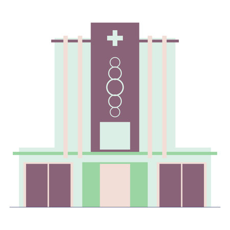 Flat icon hospital building architecture art deco gothic style vector. Abstract background. Health care and Medical.のイラスト素材