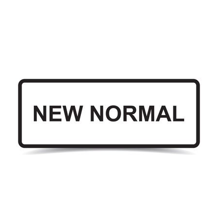 New normal concept word lettering and world globe sign icons for post covid-19 coronavirus disruption vector for web, print, banner, flyerのイラスト素材