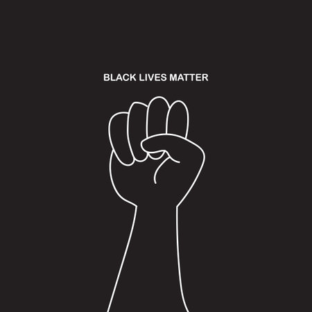Black lives matter ypography and hand sign drawing. Protest banner, poster about human right of black people in US. America. Vectorのイラスト素材