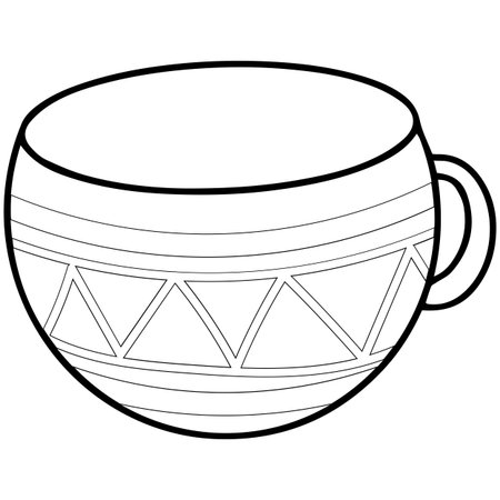 cute pattern tea cup, coffee mug, hand drawn doodle art illustration. vector EPS10のイラスト素材