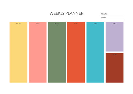 weekly plan, minimalistic daily, weekly planner printable template. habit, workout planning and to do list. printable planner, digital planner. A4 and letter size. Vector template. EPS 10のイラスト素材