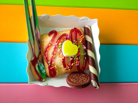 Fried ice cream in a dish I eatの写真素材