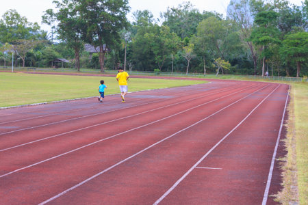 Running track for athletics in the stadium