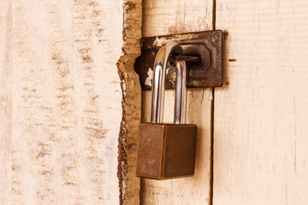 Orange light lock door lockの写真素材