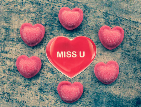 Valentines Day background with hearts and wooden floors
