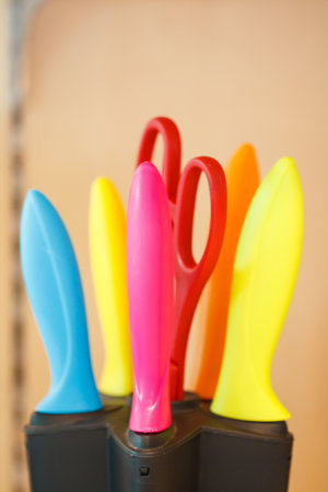 Household knives in the storeの写真素材