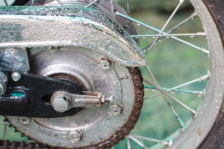 Detail of a motorcycle rear chainの写真素材