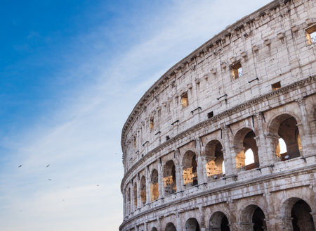 Alternative view of the Colosseum in Rome at sunsetの写真素材