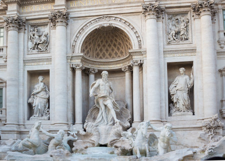 Central portion of Trevi Fountain after restoration in Rome, Italyの写真素材