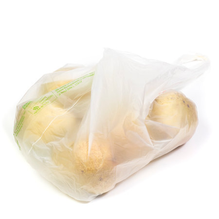 biodegradable bag with fruitの写真素材