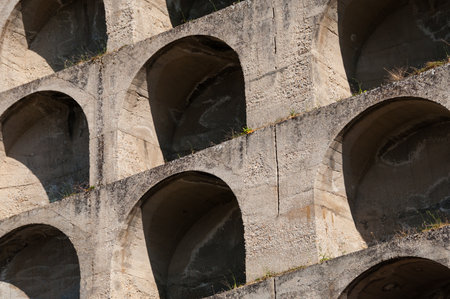 Close up of archway pattern in stone in Tropea, Calabria, Italyの写真素材
