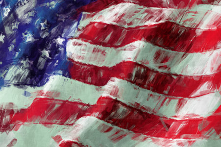 USA Flag abstract painting backgroundの写真素材
