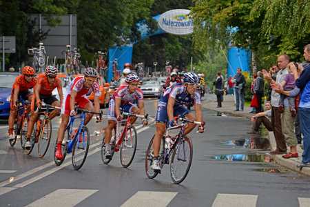 KATOWICE, POLAND - AUGUST 2  68 Tour de Pologne, the biggest cycling event in Eastern Europe, participants of 3rd stage from Bedzin to Katowice August 2, 2011 in Katowice, Polandのeditorial素材