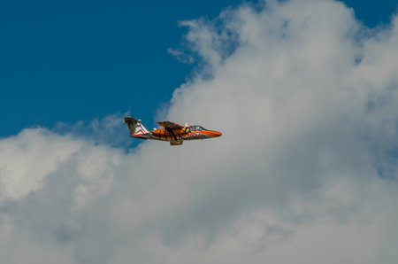 RADOM, POLAND - AUGUST 25: SAAB 105 OE display during Air Show 2013 event on August 25, 2013 in...