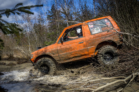 OGRODZIENIEC, POLAND - March 19. Off-road Penrite H6 4x4 competition on March 19, 2016 in...