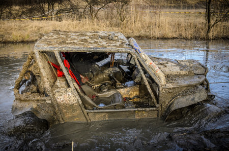 OGRODZIENIEC, POLAND - March 19. Off-road Penrite H6 4x4 competition on March 19, 2016 in...