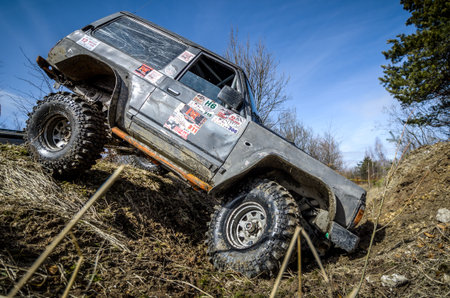 OGRODZIENIEC, POLAND - March 19. Off-road Penrite H6 4x4 competition on March 19, 2016 in...