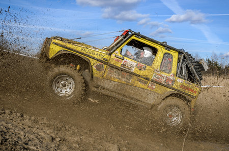 OGRODZIENIEC, POLAND - March 19. Off-road Penrite H6 4x4 competition on March 19, 2016 in...