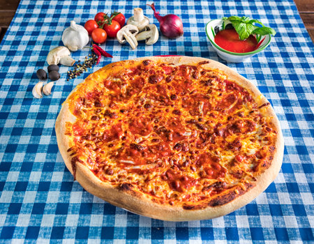 Bean and cheese pizzaの写真素材