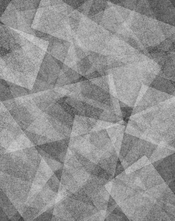 gray black background of white blocks squares and rectangles layered in abstract background pattern on black, detailed line or canvas brush strokes textureの写真素材
