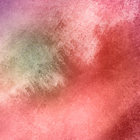 messy grunge textured pink background with green and white paint on canvas texture