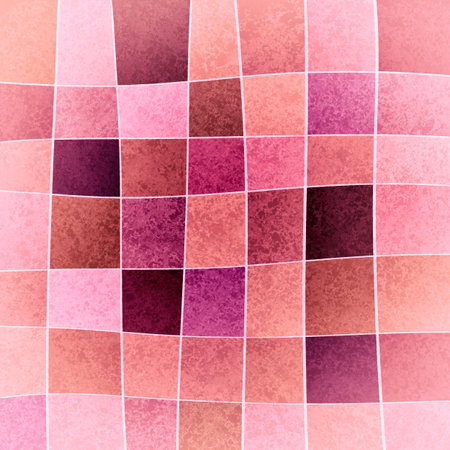 faded checkered pink and purple background squares, irregular lines in white with soft color and vintage distressed texture, pink and purple tile backgroundの写真素材