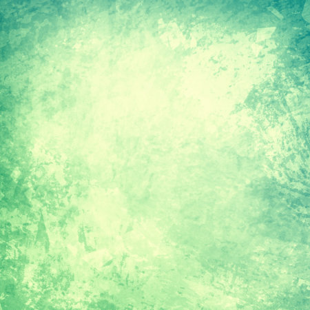 Faded green background with soft yellow center and old distressed vintage grunge texture on borderの写真素材