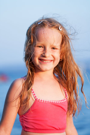 Happines little girl portraitの写真素材