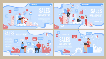 Effective Sales Management Design Landing Page Setのイラスト素材