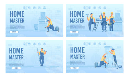 Home Repair and Renewal Service Landing Page Setのイラスト素材