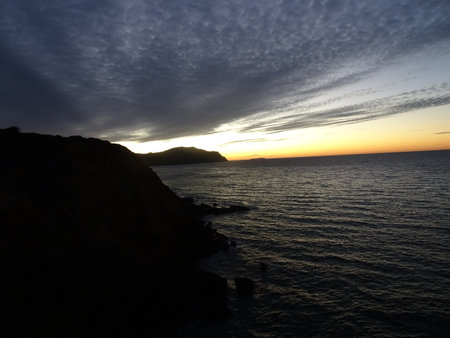 View after sunset over seaの写真素材