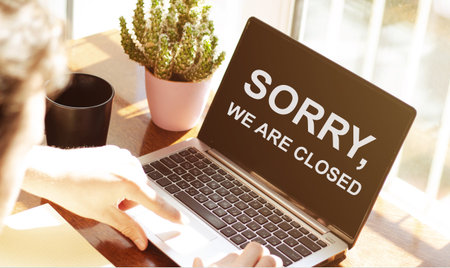Sorry, We Are Closed Social Networking Technology Innovation Conceptの写真素材