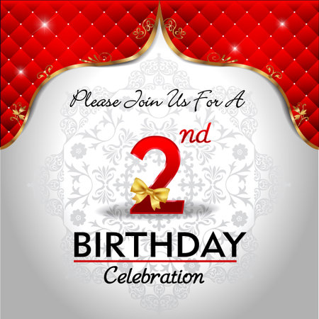 celebrating 2 years birthday, Golden red royal backgroundのイラスト素材
