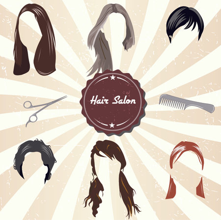 Hair Salon Labels and Icons with Hair style - vector EPS10のイラスト素材