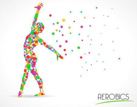 Abstract aerobics dance to slim, Yoga and dance Poses,flat color circle style graphic - vector eps10のイラスト素材